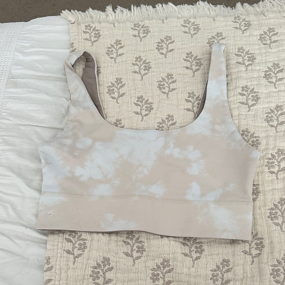 Fabletics Beige and White Tie-Dye Bra